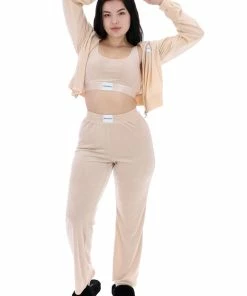 JUICY COUTURE BRAZILLIAN SAND RIB LOUNGE VELOUR FLARE PANT BOTTOMS