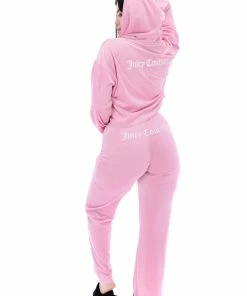 JUICY COUTURE PINK PETAL SAND RIB VELOUR FLARE PANT