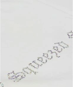 JUICY COUTURE WHITE SHORT SLEEVED DIAMANTE JC STACKED BOYFRIEND TEE