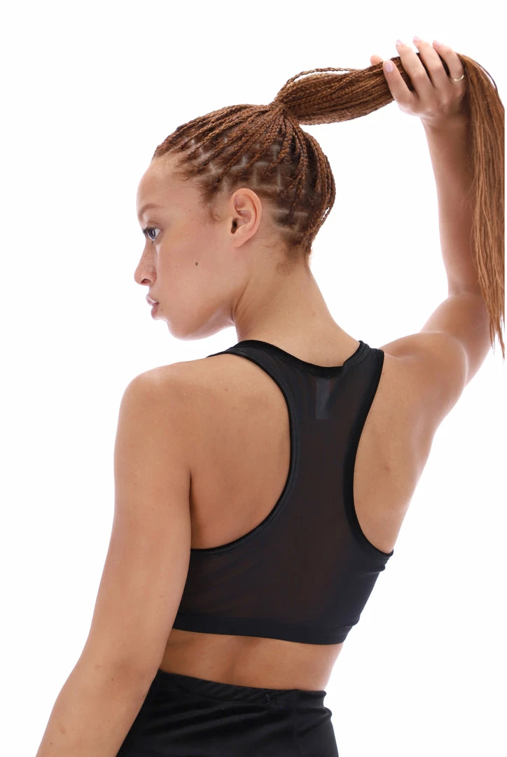 JUICY COUTURE ACTIVEWEAR BLACK VELVET EMBROIDERED RACER BRA