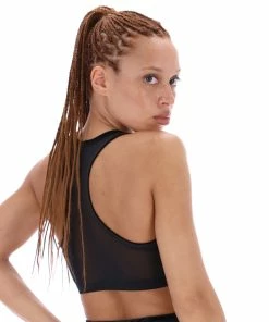 JUICY COUTURE ACTIVEWEAR BLACK VELVET EMBROIDERED RACER BRA