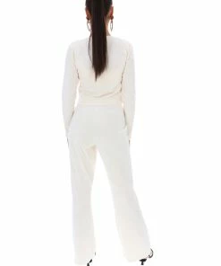 JUICY COUTURE CREAM RIB VELOUR WIDE LEG BOTTOMS
