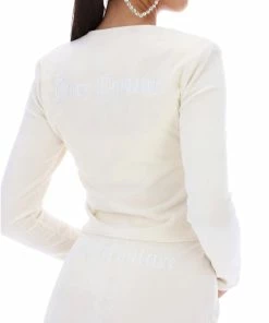 JUICY COUTURE CREAM RIB VELOUR WIDE LEG BOTTOMS