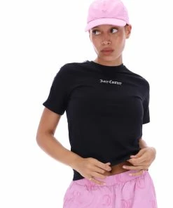 JUICY COUTURE TOPS BLACK TAPE GIRLFRIEND SPORTS TEE