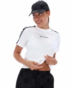 JUICY COUTURE TOPS WHITE TAPE GIRLFRIEND SPORTS TEE