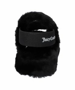 JUICY COUTURE BLACK FAUX FUR SANDALS