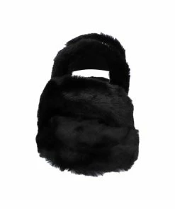 JUICY COUTURE BLACK FAUX FUR SANDALS