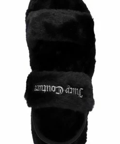 JUICY COUTURE BLACK FAUX FUR SANDALS