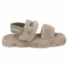 JUICY COUTURE TAUPE FAUX FUR SANDALS SLIDERS