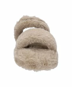 JUICY COUTURE TAUPE FAUX FUR SANDALS SLIDERS