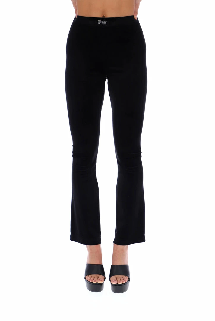 JUICY COUTURE BLACK ULTRA VELOUR BAR DETAIL FLARED PANTS TRACKSUITS