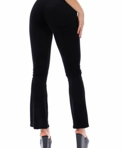 JUICY COUTURE BLACK ULTRA VELOUR BAR DETAIL FLARED PANTS TRACKSUITS