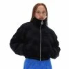 JUICY COUTURE BLACK VELOUR MONOGRAM PUFFER JACKET OUTERWEAR