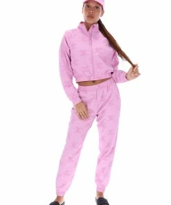 JUICY COUTURE TRACKSUITS ORCHID PINK MONOGRAM PONGEE TRACK JACKET