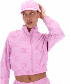 JUICY COUTURE TRACKSUITS ORCHID PINK MONOGRAM PONGEE TRACK JACKET