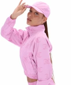 JUICY COUTURE TRACKSUITS ORCHID PINK MONOGRAM PONGEE TRACK JACKET