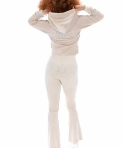 JUICY COUTURE SPRING SUMMER'22 COLLECTION BRAZILIAN SAND DIAMANTE VELOUR ZIP-THROUGH HOODIE