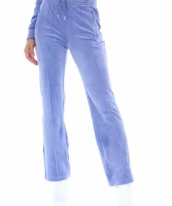 JUICY COUTURE SPRING SUMMER '22 COLLECTION BAJA BLUE VELOUR DIAMANTE TRACKSUIT BOTTOM