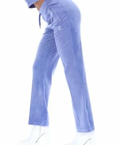 JUICY COUTURE SPRING SUMMER'22 COLLECTION BAJA BLUE VELOUR DIAMANTE TRACKSUIT BOTTOM
