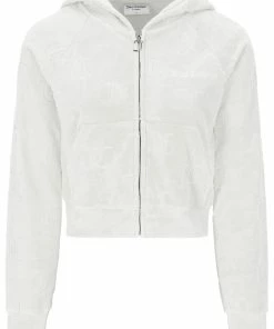 JUICY COUTURE CREAM RECYCLED MONOGRAM TOWELLING HOODIE