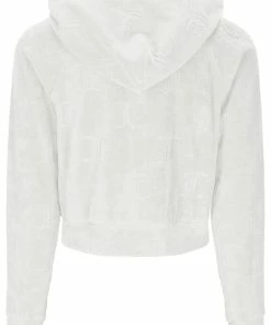 JUICY COUTURE CREAM RECYCLED MONOGRAM TOWELLING HOODIE