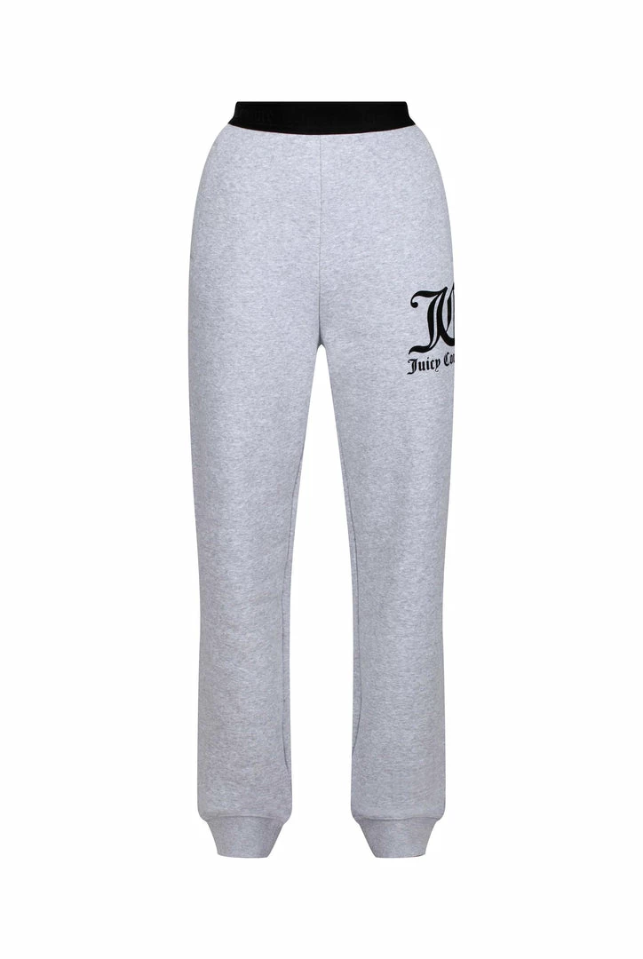 JUICY COUTURE SILVER MARL FLOCKED BOYFRIEND CUFFED JOGGER