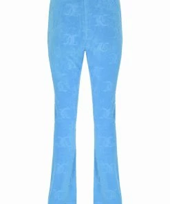 JUICY COUTURE AQUA RECYCLED MONOGRAM TOWELLING TROUSERS SPRING SUMMER '22 COLLECTION