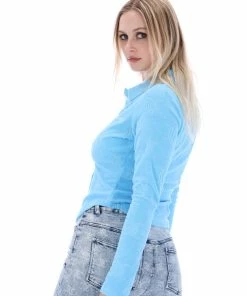 JUICY COUTURE SPRING SUMMER'22 COLLECTION AQUA MONOGRAM RECYCLED TOWELLING SHIRT