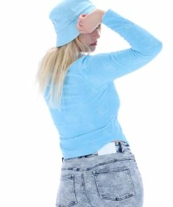 JUICY COUTURE SPRING SUMMER'22 COLLECTION AQUA MONOGRAM RECYCLED TOWELLING SHIRT