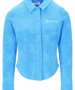 JUICY COUTURE SPRING SUMMER '22 COLLECTION AQUA MONOGRAM RECYCLED TOWELLING SHIRT