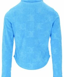 JUICY COUTURE SPRING SUMMER'22 COLLECTION AQUA MONOGRAM RECYCLED TOWELLING SHIRT