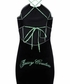 JUICY COUTURE DRESSES BLACK CONTRAST STITCH STRAP DRESS