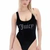 JUICY COUTURE BLACK VELVET DIAMANTE SWIMSUIT SPRING SUMMER '22 COLLECTION