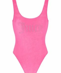JUICY COUTURE FLURO PINK VELVET DIAMANTE SWIMSUIT SPRING SUMMER '22 COLLECTION