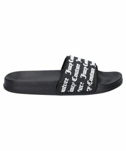 JUICY COUTURE BLACK MONOGRAM SLIDERS