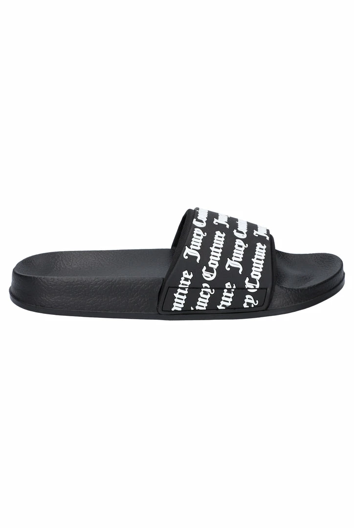 JUICY COUTURE BLACK MONOGRAM SLIDERS