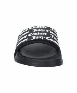 JUICY COUTURE BLACK MONOGRAM SLIDERS