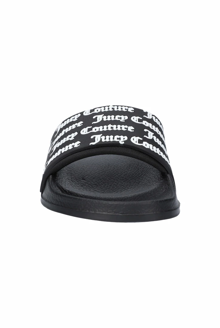 JUICY COUTURE BLACK MONOGRAM SLIDERS
