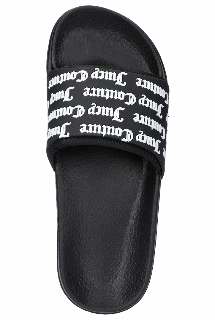 JUICY COUTURE BLACK MONOGRAM SLIDERS