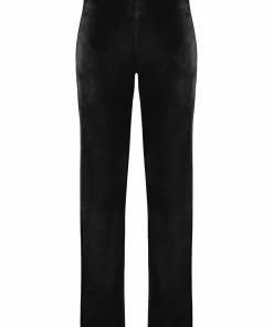 JUICY COUTURE SPRING SUMMER'22 COLLECTION BLACK STRIPED WAISTBAND VELOUR TRACKSUIT BOTTOMS