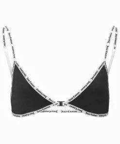 JUICY COUTURE SPRING SUMMER'22 COLLECTION BLACK ELASTIC TRIM TRIANGLE BRA