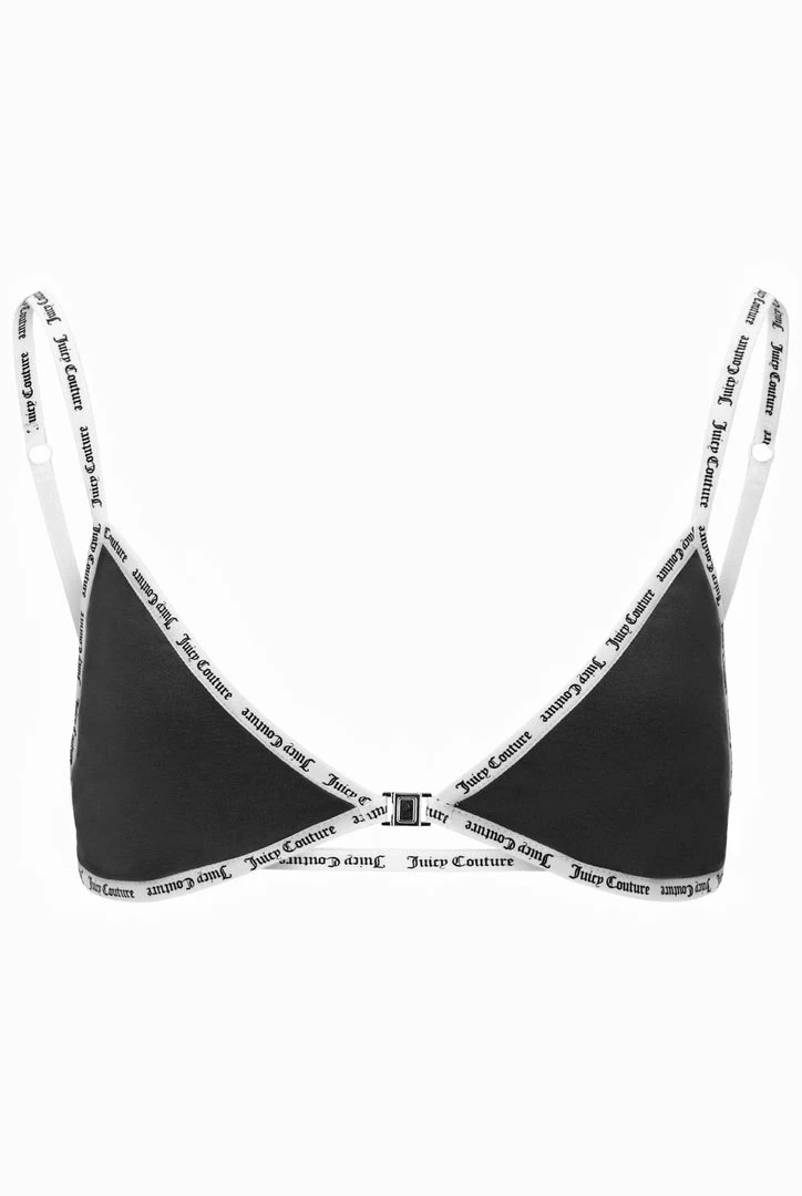 JUICY COUTURE SPRING SUMMER '22 COLLECTION BLACK ELASTIC TRIM TRIANGLE BRA