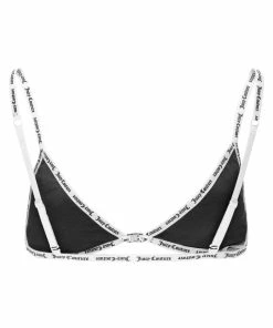 JUICY COUTURE SPRING SUMMER'22 COLLECTION BLACK ELASTIC TRIM TRIANGLE BRA