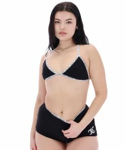 JUICY COUTURE SPRING SUMMER'22 COLLECTION BLACK ELASTIC TRIM TRIANGLE BRA