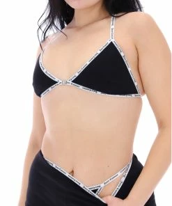JUICY COUTURE SPRING SUMMER'22 COLLECTION BLACK ELASTIC TRIM TRIANGLE BRA