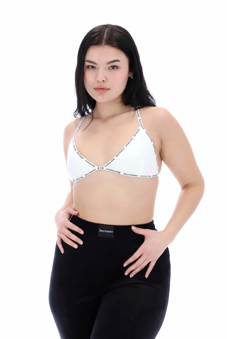 JUICY COUTURE LOUNGEWEAR WHITE ELASTIC TRIM TRIANGLE BRA