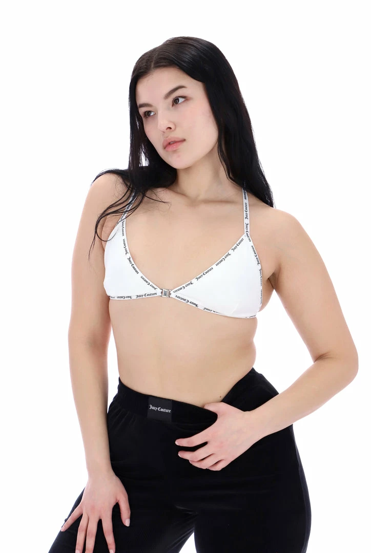 JUICY COUTURE LOUNGEWEAR WHITE ELASTIC TRIM TRIANGLE BRA