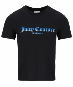 JUICY COUTURE BLACK UNISEX FLOCKED GRAPHIC TEE