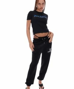 JUICY COUTURE BLACK UNISEX FLOCKED GRAPHIC TEE