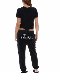 JUICY COUTURE BLACK UNISEX FLOCKED GRAPHIC TEE